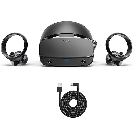 - Rift S Pc-Powered VR Gaming Headset - Black, Two Touch Controllers, Fit Wheel Adjustable Halo Headband, Motion Insight Tracking Sensor, Bundle with 10Ft Link Cable