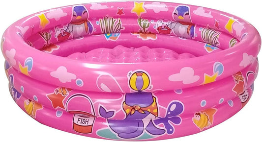 3 Rings Kiddie Pool, 48”X12”, Kids Swimming Pool, Inflatable Baby Ball Pit Pool, Small Infant Pool (Pink)