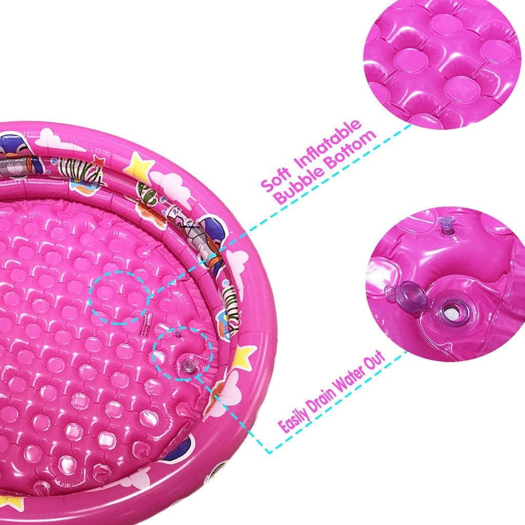 3 Rings Kiddie Pool, 48”X12”, Kids Swimming Pool, Inflatable Baby Ball Pit Pool, Small Infant Pool (Pink)