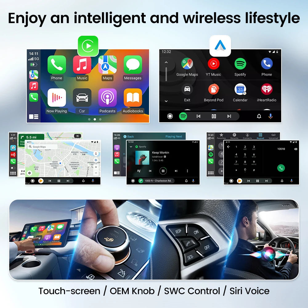 5.0 2Air Mini Wireless Android Auto Wired to Wireless Carplay Adapter Smart Car Navigation Box 5G Wifi BT Auto-Connect