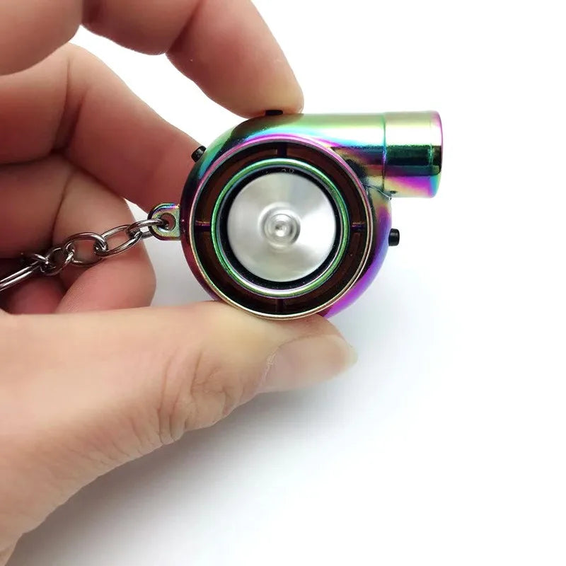 Cigarette Lighter Mini Turbocharger Keychain Turbo Spinning Turbine Key Chain Turbine Turbocharger Key Ring Holder Car Keyring