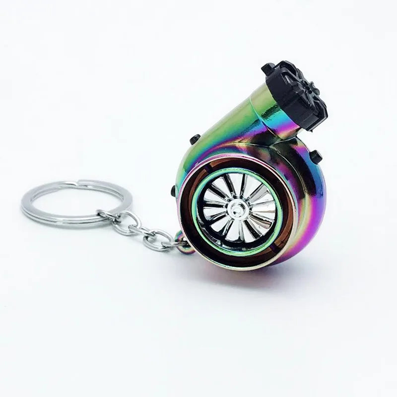 Cigarette Lighter Mini Turbocharger Keychain Turbo Spinning Turbine Key Chain Turbine Turbocharger Key Ring Holder Car Keyring