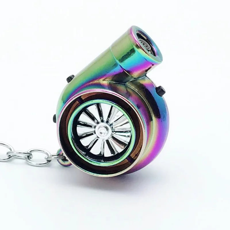 Cigarette Lighter Mini Turbocharger Keychain Turbo Spinning Turbine Key Chain Turbine Turbocharger Key Ring Holder Car Keyring