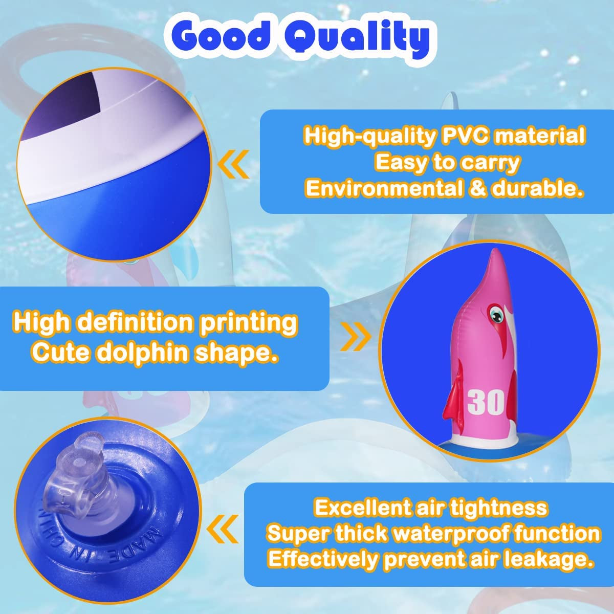 Pool Ring Toss Games Toys Inflatable Dolphin Swimming Pool Toys Floating Toss Game for Kids Adults Family for Pool Party Water Carnival Outdoor Toys