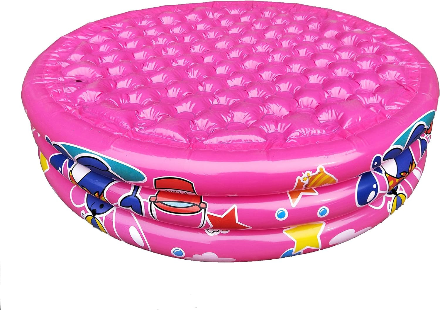 3 Rings Kiddie Pool, 48”X12”, Kids Swimming Pool, Inflatable Baby Ball Pit Pool, Small Infant Pool (Pink)